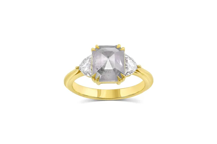 Honey Jewelry Co Rings 221ct EmeraldCut Salt Pepper Diamond Engagement Ring