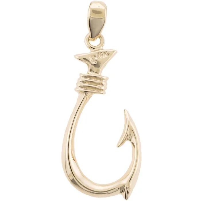 Island Fine Jewelry Necklaces 14K Gold Hawaiian Fish Hook Pendant