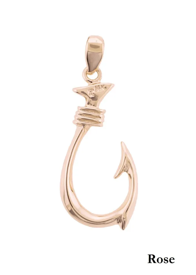 Island Fine Jewelry Necklaces 14K Gold Hawaiian Fish Hook Pendant