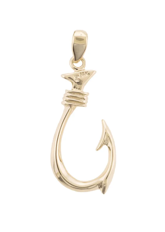 Island Fine Jewelry Necklaces 14K Gold Hawaiian Fish Hook Pendant