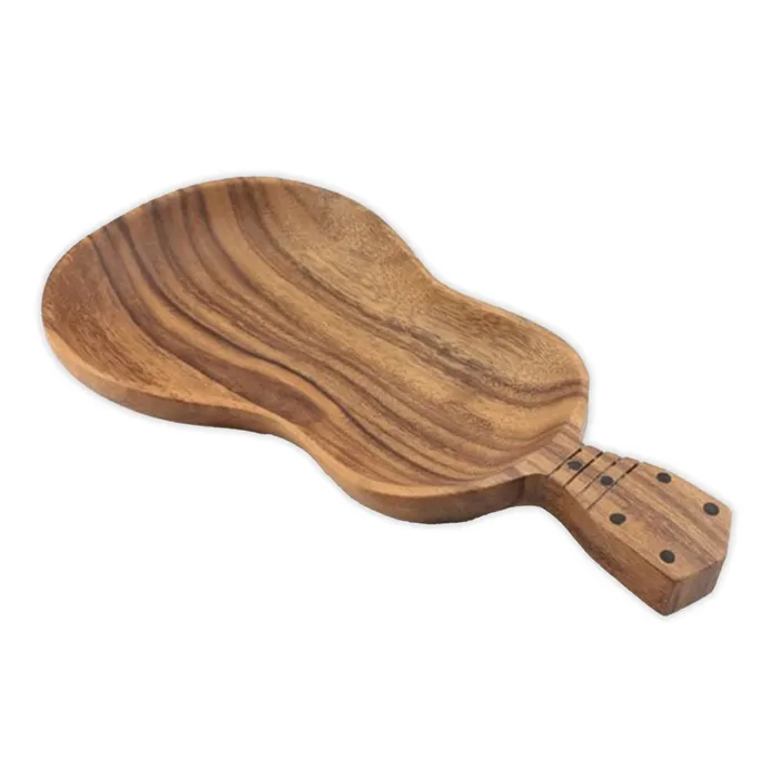 ISLANDERGRP Earrings UkuleleShaped Acacia Wood Serving Tray