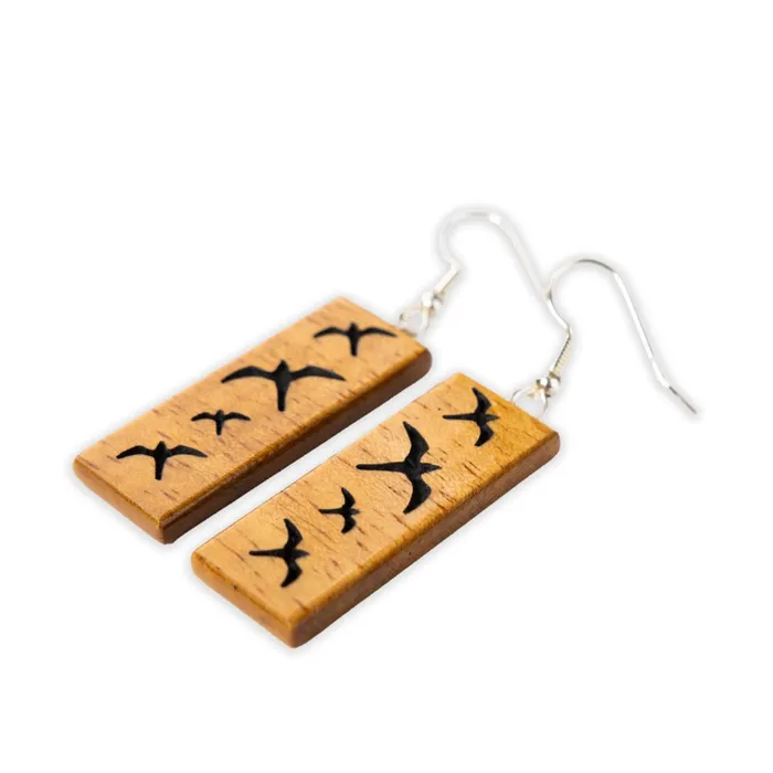 Iwa Koa Narrow Rectangle Earrings HAWAIIANACCES Earrings