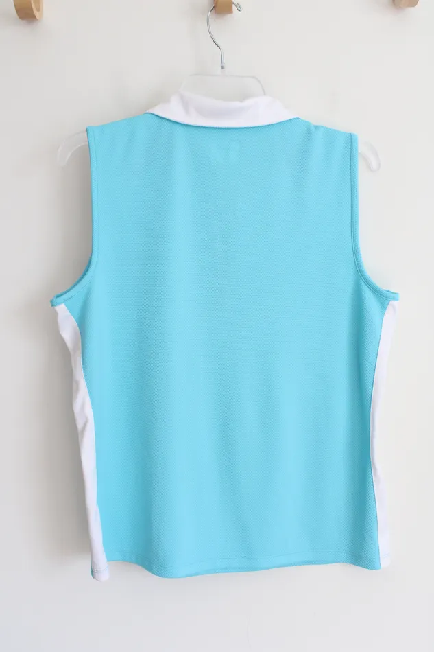 Izod Rings Izod Golf Blue White Quarter Zip Polo Tank XL