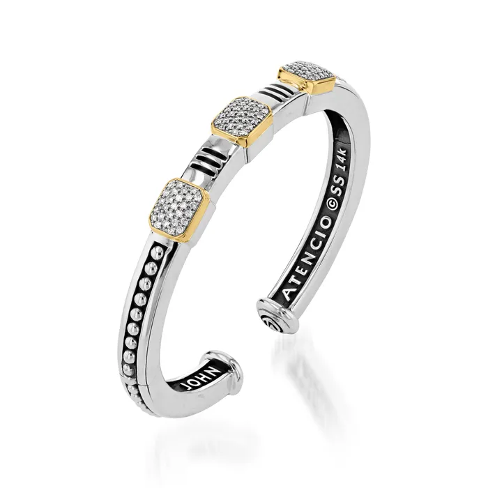 John Atencio Bracelets Sahara Pave Diamond Stack Cuff Bracelet