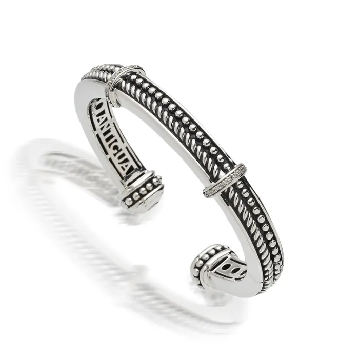 John Atencio Earrings Apollo Rope and Bead Cuff with Pave Diamonds