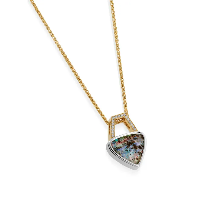 John Atencio Necklaces Signature Boulder Opal and Pave Diamond Pendant Necklace John Atencio Necklaces Signature Boulder Opal and Pave Diamond Pendant Necklace