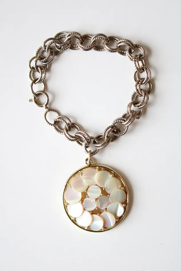 Jubilee Thrift Bracelets Vintage Mother Of Pearl Medallion Bracelet