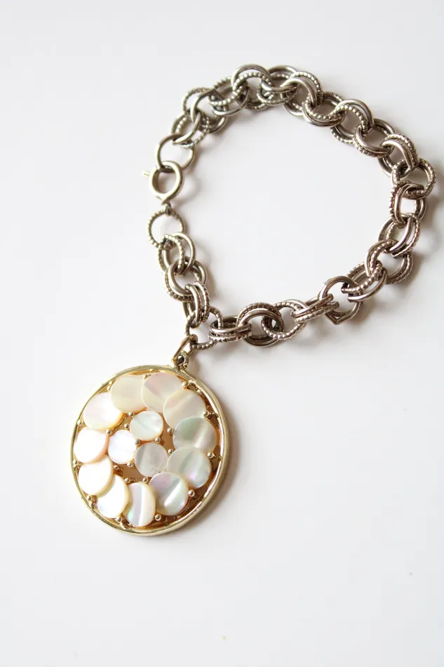 Jubilee Thrift Bracelets Vintage Mother Of Pearl Medallion Bracelet