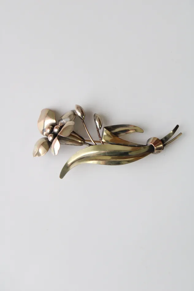 Jubilee Thrift Earrings 120 12K Gold Fill On Silver Flower Pin
