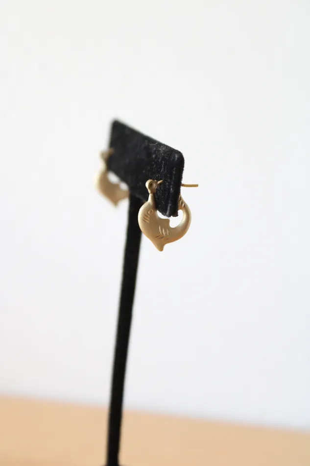 Jubilee Thrift Earrings 14K Yellow Gold Dolphin Mini hoop Earrings