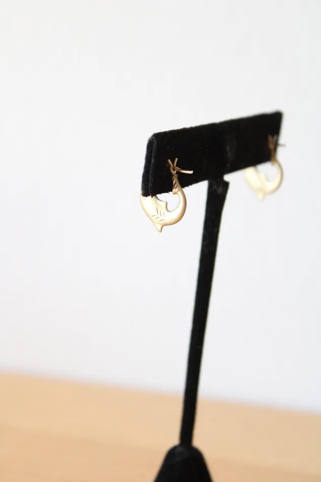 Jubilee Thrift Earrings 14K Yellow Gold Dolphin Mini hoop Earrings
