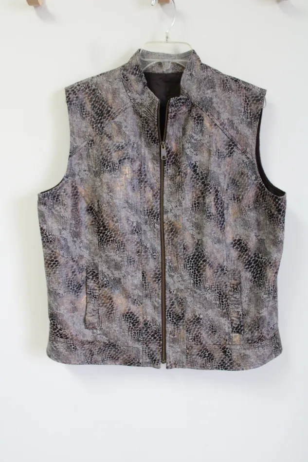 Jubilee Thrift Earrings Brown Snakeskin Pattern Vest XL