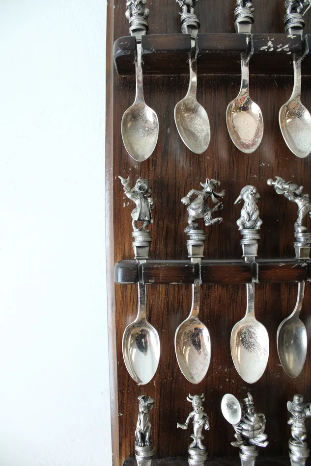 Jubilee Thrift Earrings Vintage Disney Character Silver Plated Spoon Collection