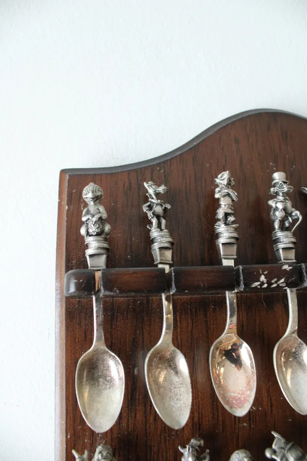 Jubilee Thrift Earrings Vintage Disney Character Silver Plated Spoon Collection