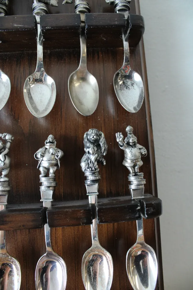 Jubilee Thrift Earrings Vintage Disney Character Silver Plated Spoon Collection
