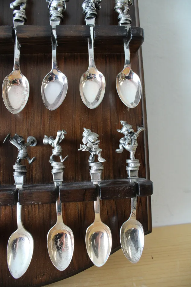 Jubilee Thrift Earrings Vintage Disney Character Silver Plated Spoon Collection