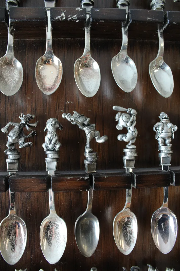 Jubilee Thrift Earrings Vintage Disney Character Silver Plated Spoon Collection