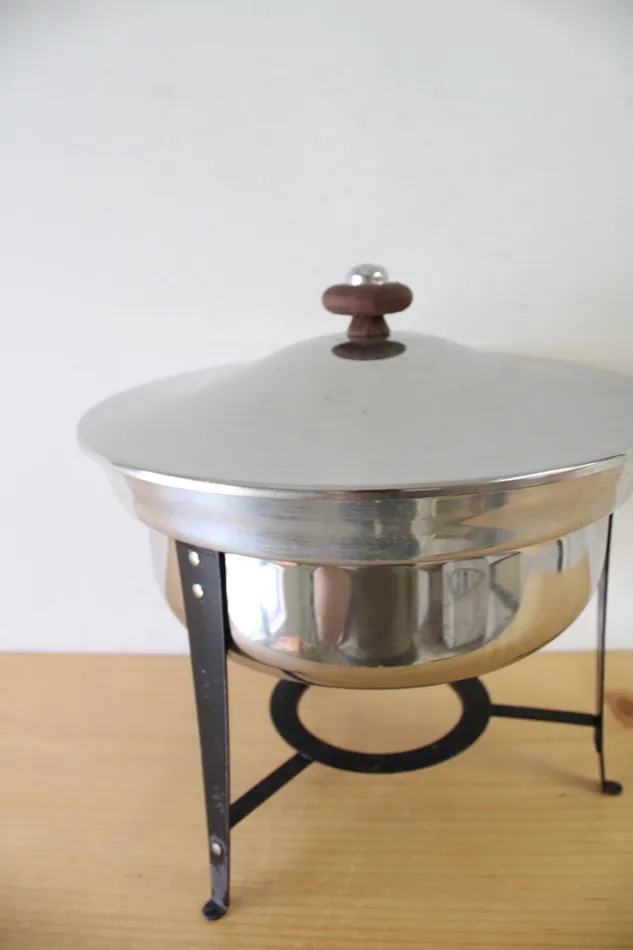 Jubilee Thrift Earrings Vintage Mid Century Stainless Steel Chafing Pot