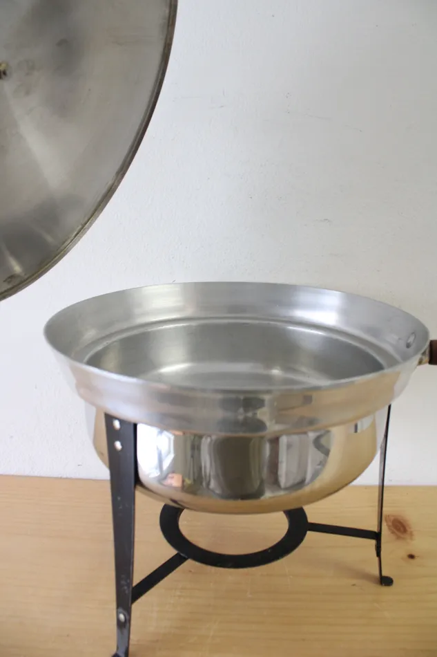 Jubilee Thrift Earrings Vintage Mid Century Stainless Steel Chafing Pot