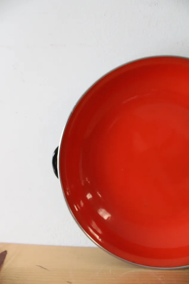Jubilee Thrift Earrings Vintage Yugoslavia 25 Red Enamelware Handled Dish