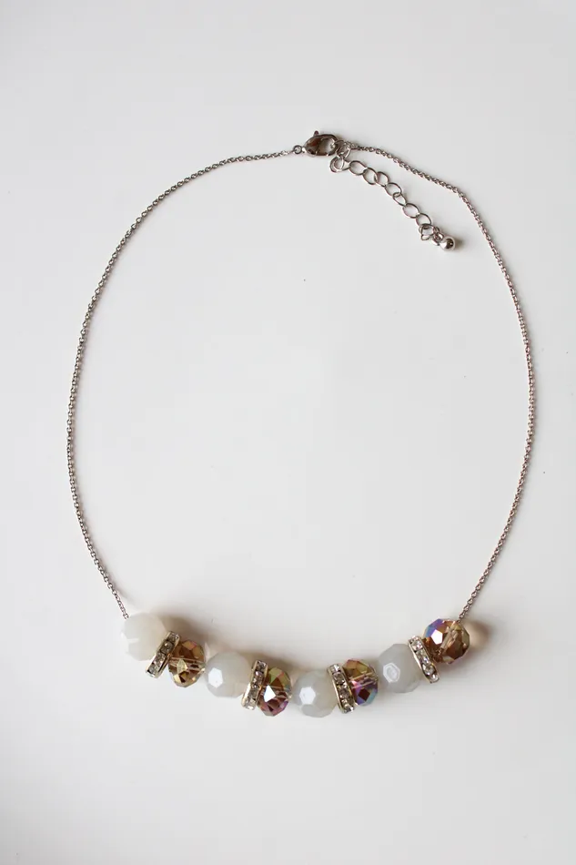 Jubilee Thrift Necklaces Champagne Gray Glass Beaded Necklace