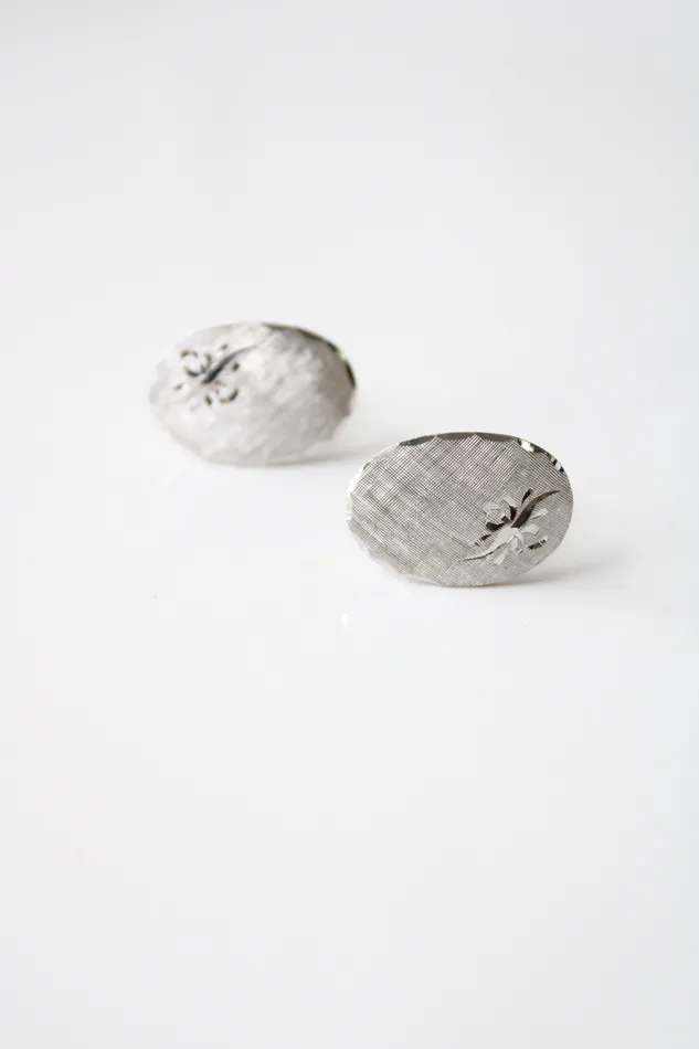 Jubilee Thrift PRK Sterling Etched Cuff Links Earrings