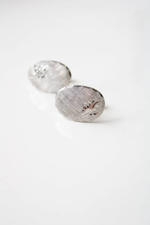 Jubilee Thrift PRK Sterling Etched Cuff Links Earrings