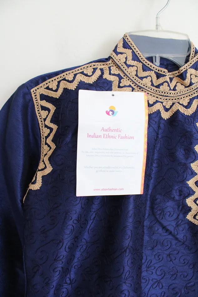 Jubilee Thrift Rings NEW Utsav Fashion Blue Gold Kurta 32 Jubilee Thrift Rings NEW Utsav Fashion Blue Gold Kurta 32