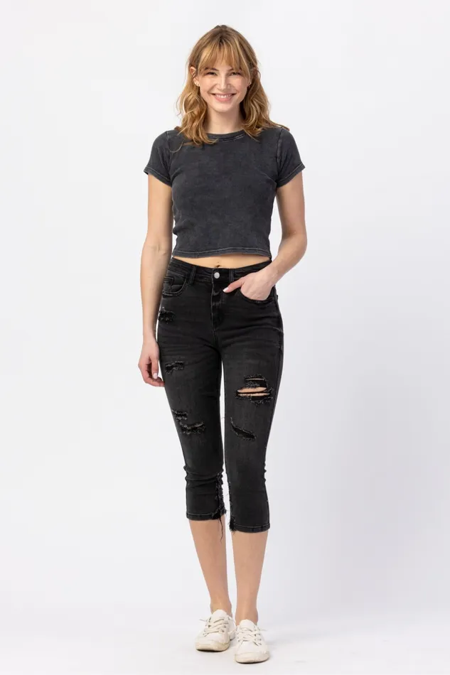 JUDY BLUE HIGH WAIST SKINNY CAPRI BLACK JUDY BLUE Rings JUDY BLUE HIGH WAIST SKINNY CAPRI BLACK JUDY BLUE Rings