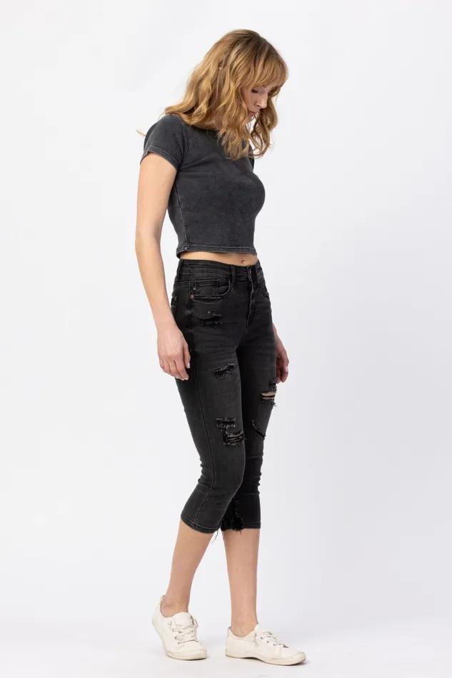 JUDY BLUE HIGH WAIST SKINNY CAPRI BLACK JUDY BLUE Rings JUDY BLUE HIGH WAIST SKINNY CAPRI BLACK JUDY BLUE Rings