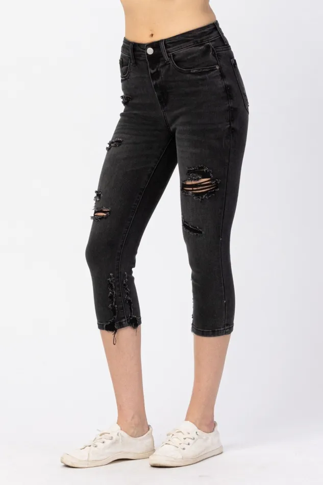 JUDY BLUE HIGH WAIST SKINNY CAPRI BLACK JUDY BLUE Rings JUDY BLUE HIGH WAIST SKINNY CAPRI BLACK JUDY BLUE Rings