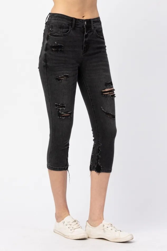 JUDY BLUE HIGH WAIST SKINNY CAPRI BLACK JUDY BLUE Rings JUDY BLUE HIGH WAIST SKINNY CAPRI BLACK JUDY BLUE Rings
