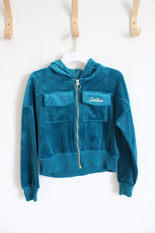 Justice Justice Dark Teal Velour Jacket Youth S 78 Earrings