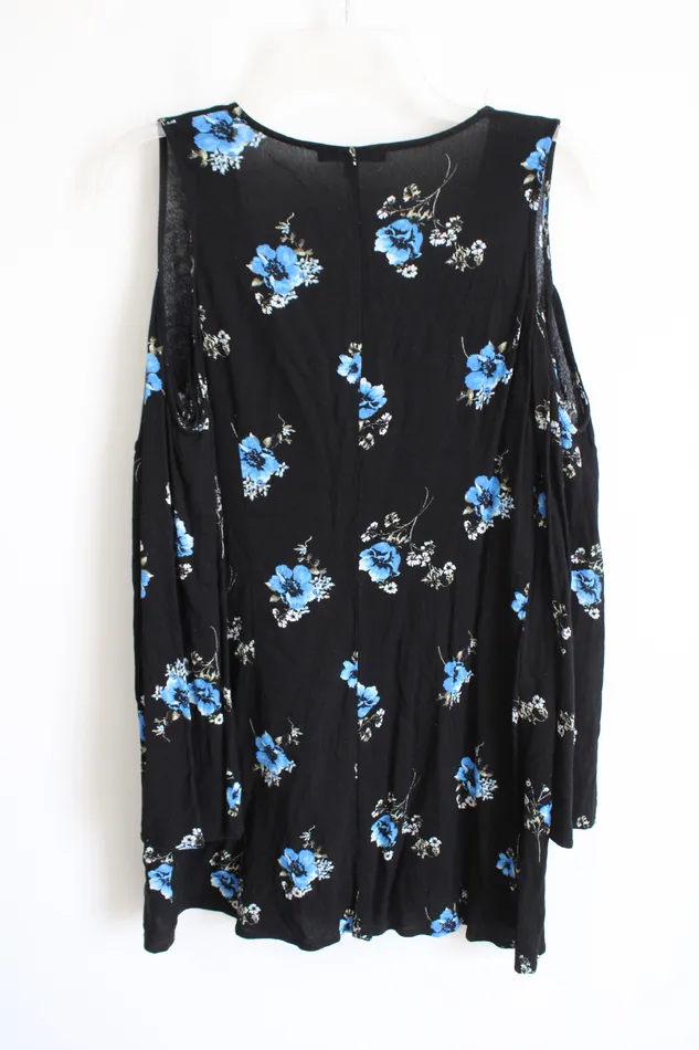 Kendall Kylie Rings Kendall Kylie Blue Blue Floral Cold Shoulder Blouse M