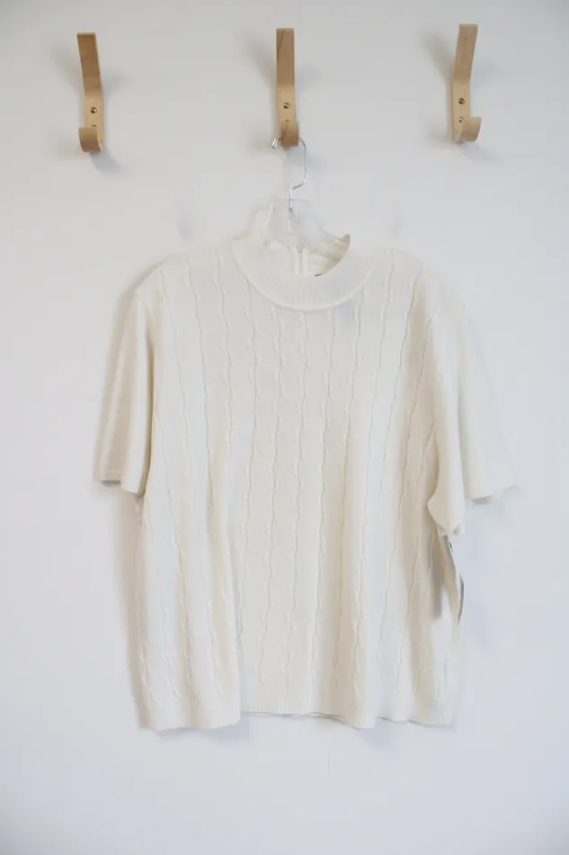 Koret Earrings NEW Koret Cream Ribbed Textured Mock Neck Top 2X