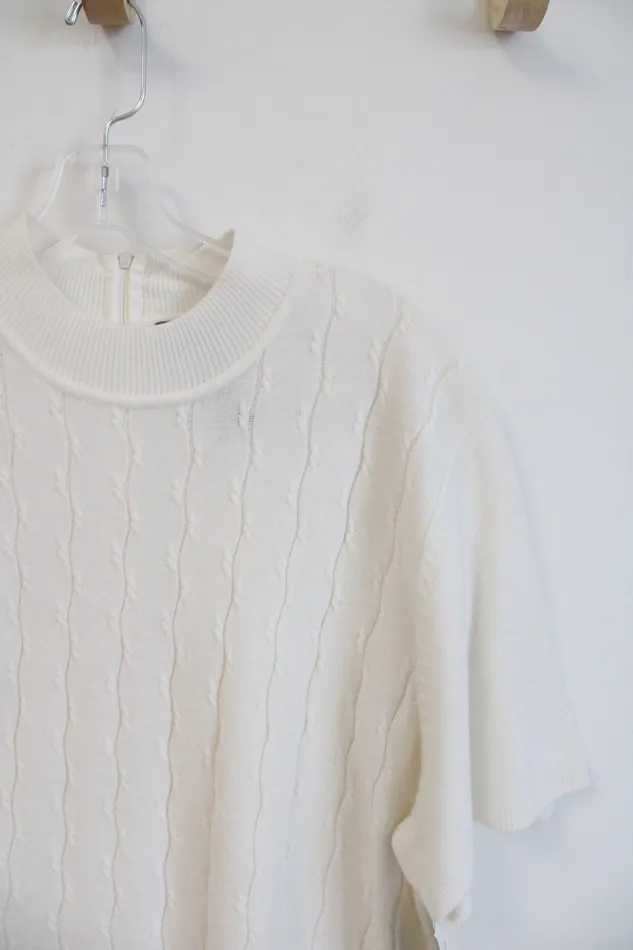 Koret Earrings NEW Koret Cream Ribbed Textured Mock Neck Top 2X