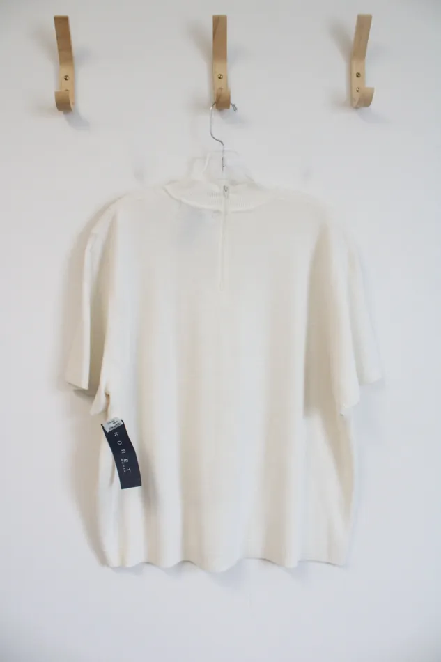 Koret Earrings NEW Koret Cream Ribbed Textured Mock Neck Top 2X