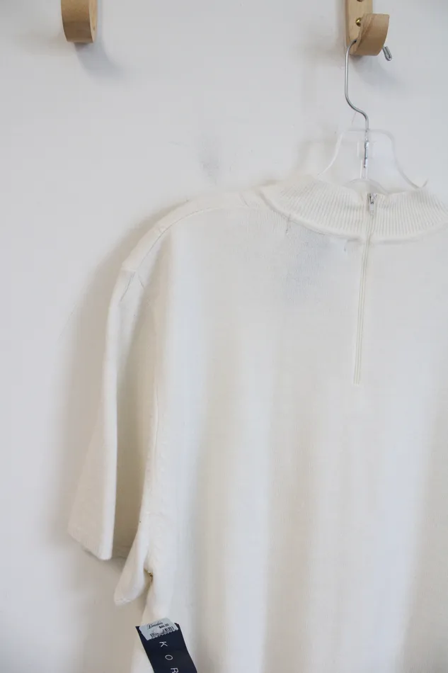 Koret Earrings NEW Koret Cream Ribbed Textured Mock Neck Top 2X