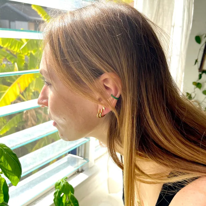 Kris Nations Earrings Open Heart Hinged Huggie Hoop Earrings