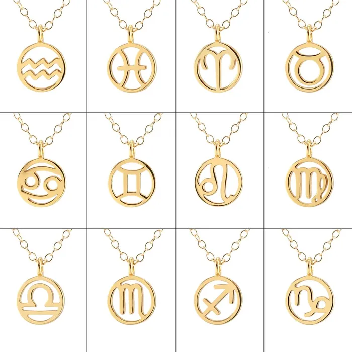 kris nations Necklaces Zodiac Outline Charm Necklace