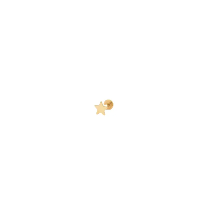 Kris Nations Star Flat Back Single Stud Earrings in 14k Gold Earrings