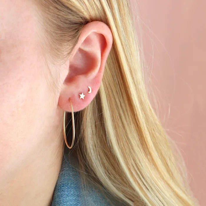 Kris Nations Star Flat Back Single Stud Earrings in 14k Gold Earrings