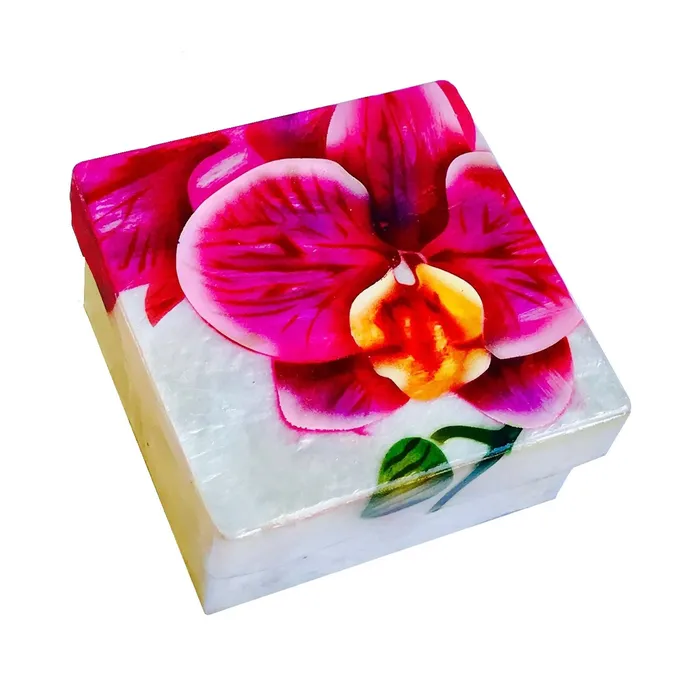 Kubla Crafts Orchids Capiz Shell Box 3 x 3 KUBLACRAFTS Earrings