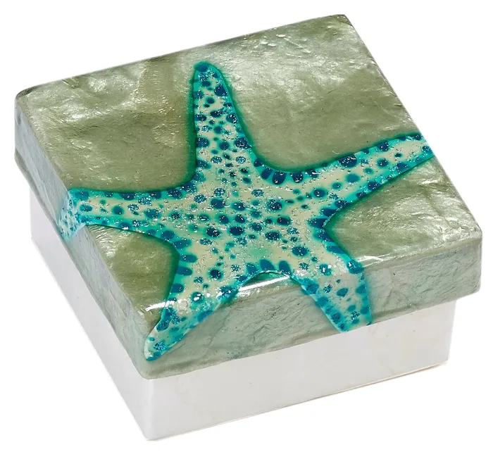 KUBLACRAFTS Earrings Kubla Crafts Green Capiz Shell Starfish Trinket Box 3x3 KUBLACRAFTS Earrings Kubla Crafts Green Capiz Shell Starfish Trinket Box 3x3