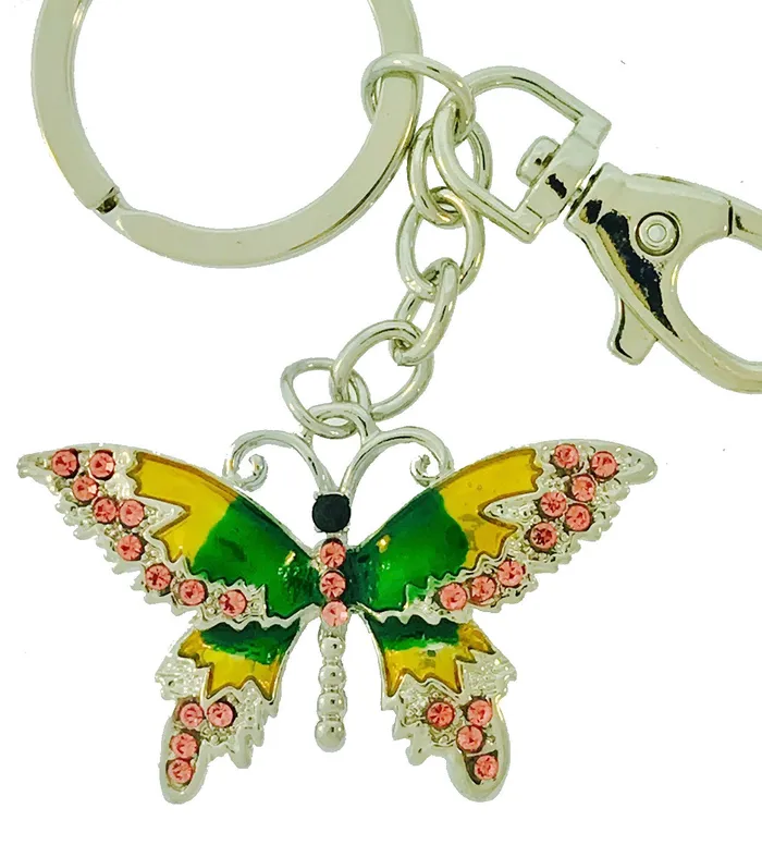 KUBLACRAFTS Kubla Crafts Green Crystal Butterfly Key Chain Earrings