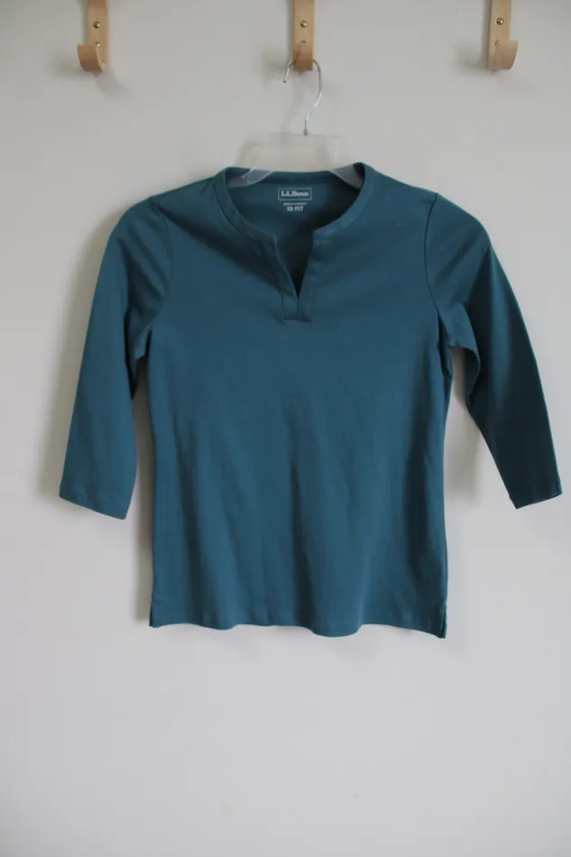 LL Bean Rings LL Bean Blue Long Sleeved Shirt XS Petite