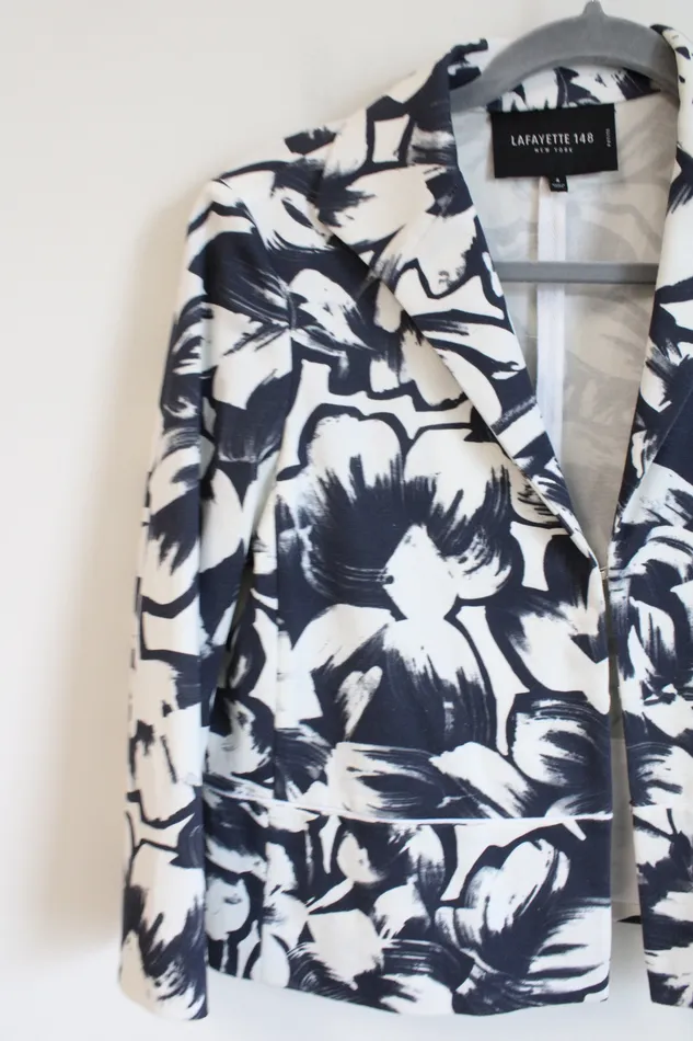 Lafayette 148 Rings Lafayette 148 New York Blue White Floral Blazer 4 Petite