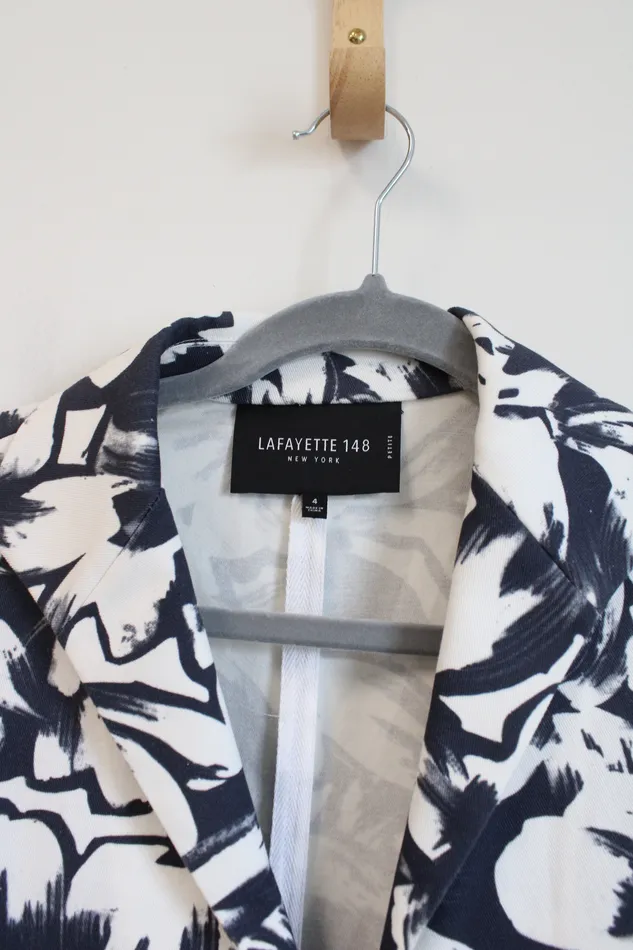 Lafayette 148 Rings Lafayette 148 New York Blue White Floral Blazer 4 Petite