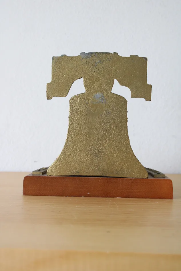 Lancaster Malleable Castings Co Liberty Bell Solid Metal Bookend Jubilee Thrift Earrings