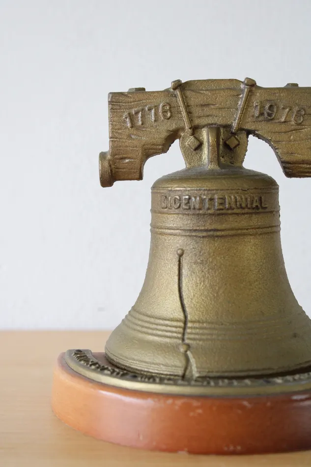 Lancaster Malleable Castings Co Liberty Bell Solid Metal Bookend Jubilee Thrift Earrings
